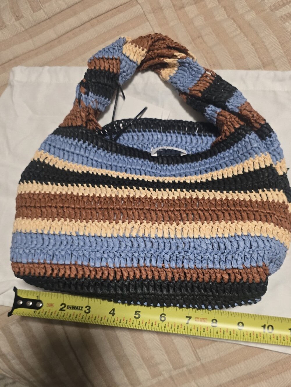 A.L.C. Woven Small Straw Tote in Blue, Black & Rust. NWT - Picture 5 of 9